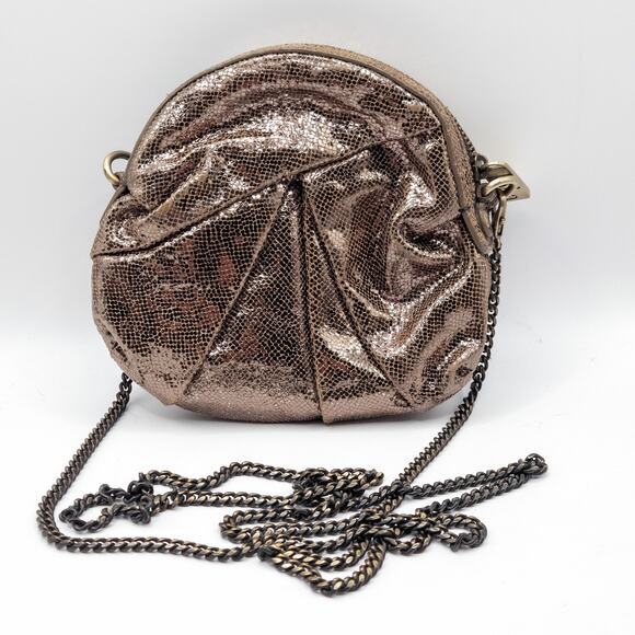 Kooba Handbags - Kooba Mini Bag Partycore Micro Glam Gold Snakeskin Texture Soft Pleated Luxe 6x6